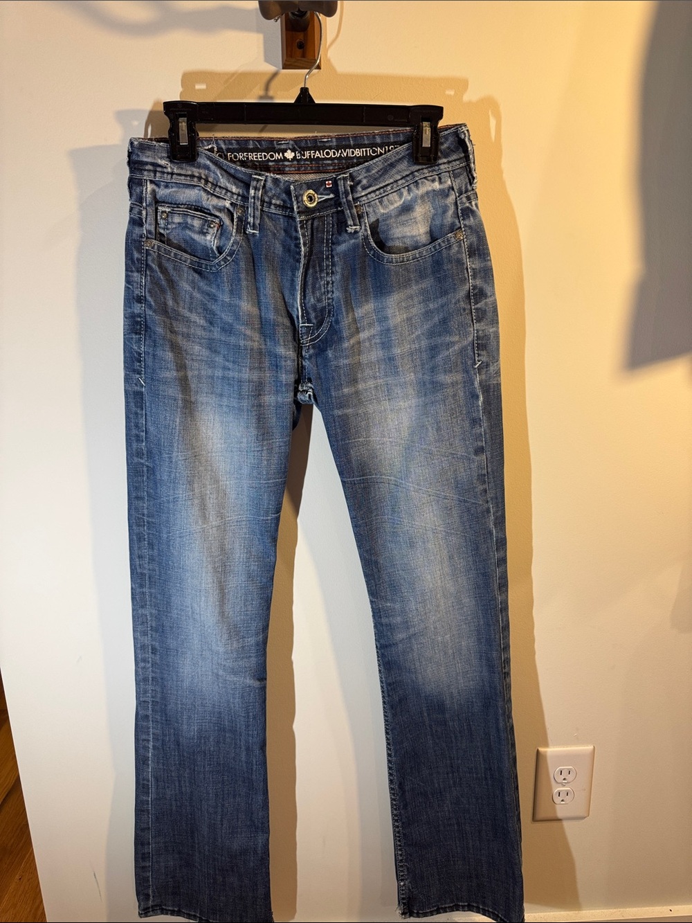 Buffalo David Bitton Men's Blue Washed Straight Jeans